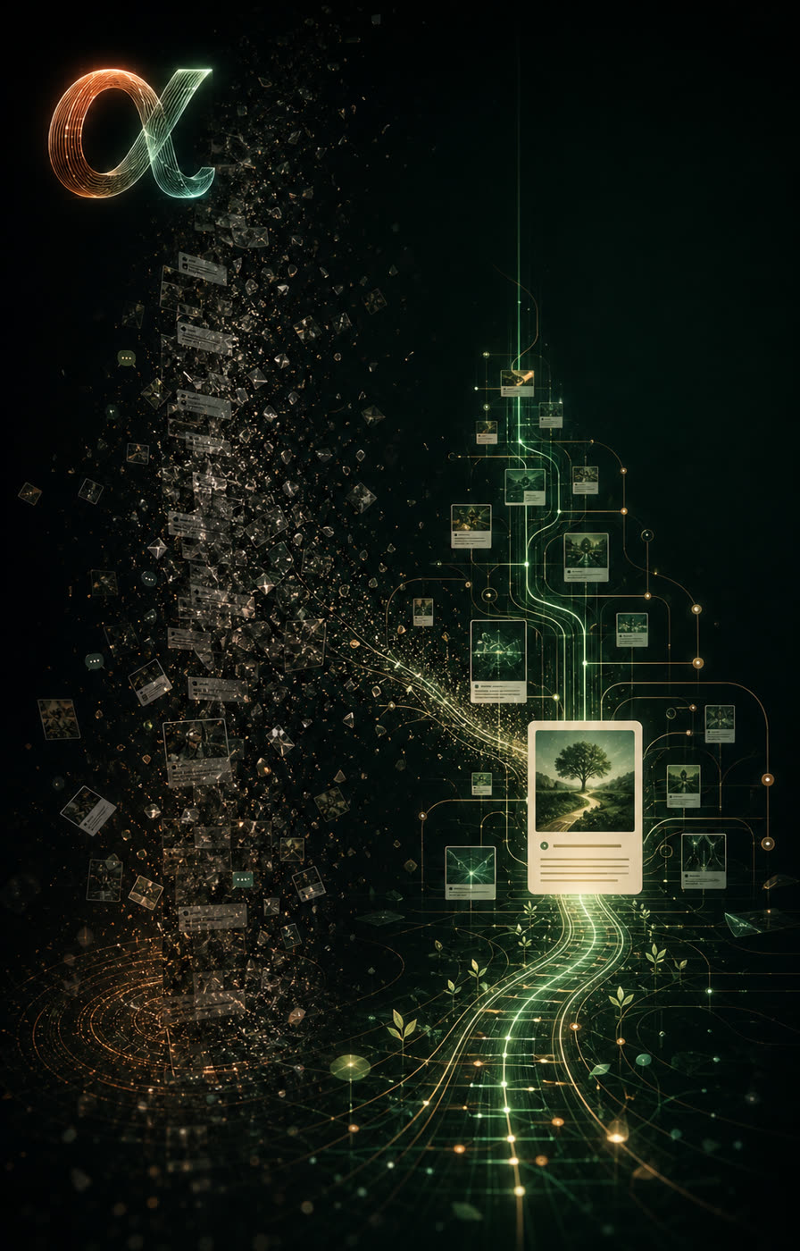 AlphaVote cards moving through a field of light